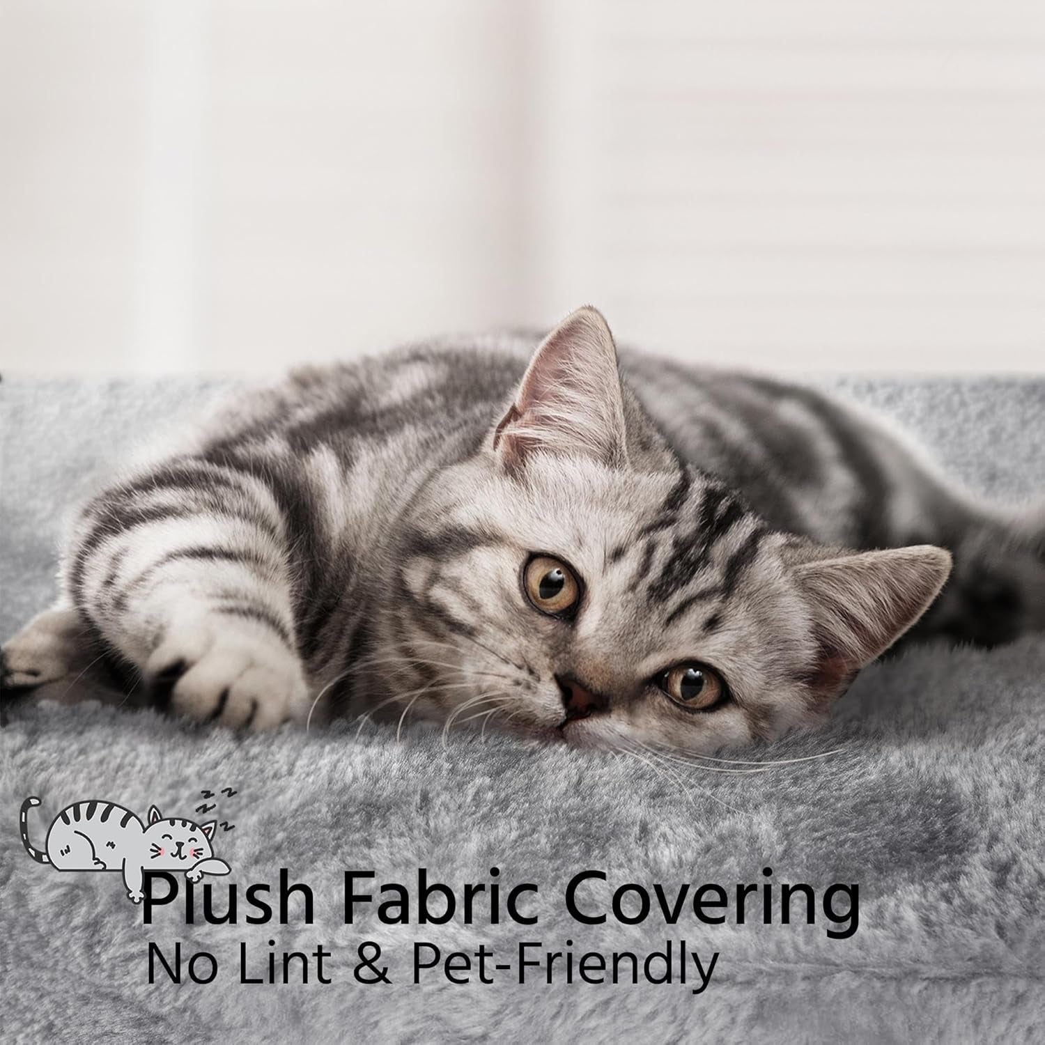 Cat Tree 34In Cat Tower Plush Cover with Condo, Platform & Basket for Indoor Kittens, Cat Furniture Activity Tree