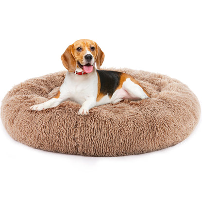 24-Inch Non-Slip round Fluffy Plush Pet Bed